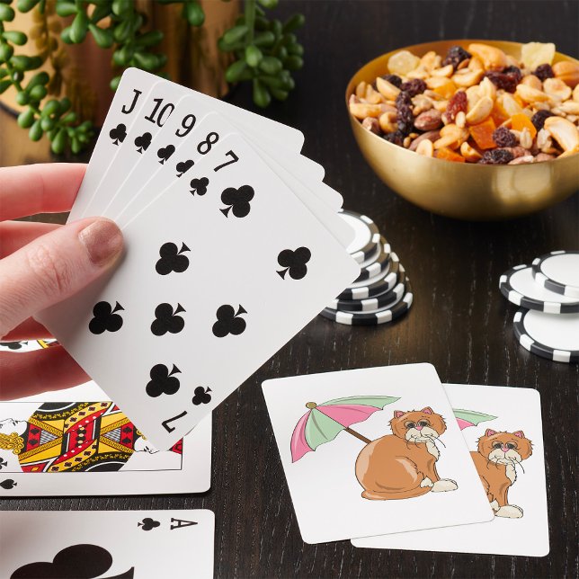 Beach Cat with Pink and Green Umbrella  Playing Cards (Creator Uploaded)