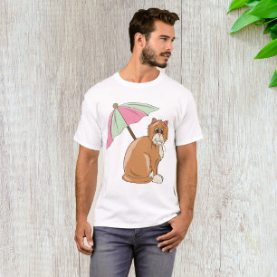 Beach Cat with Pink and Green Umbrella T-Shirt