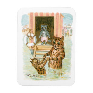 Beach Cats by Louis Wain Magnet