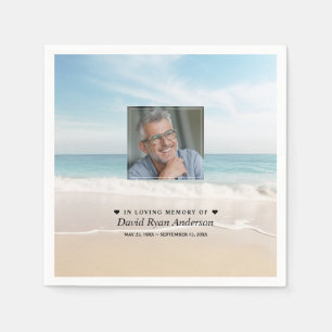 Beach Celebration of Life Photo Funeral Memorial  Napkin
