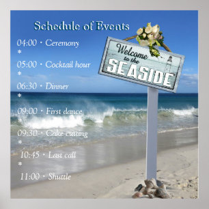Beach Celebrations with White Flowers and Pearls Poster