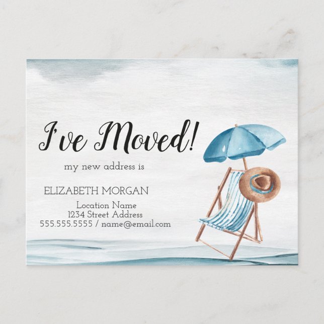 Beach Chair,Parasol New Address Announcement (Front)