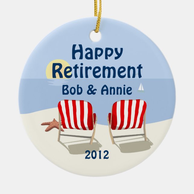 Beach Chair Retired Personalised Ornament (Front)