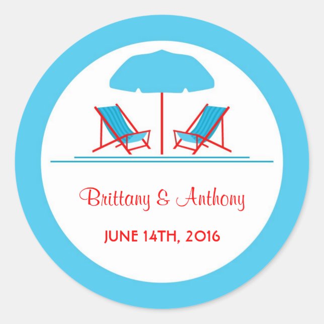 Beach Chair Wedding Sticker (Front)