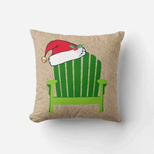 Beach Chair with Santa Hat Christmas Pillow (Front)