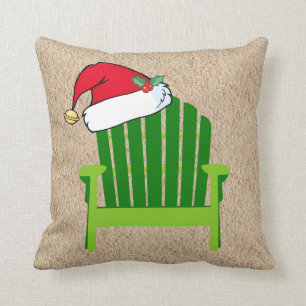 Beach Chair with Santa Hat Christmas Pillow