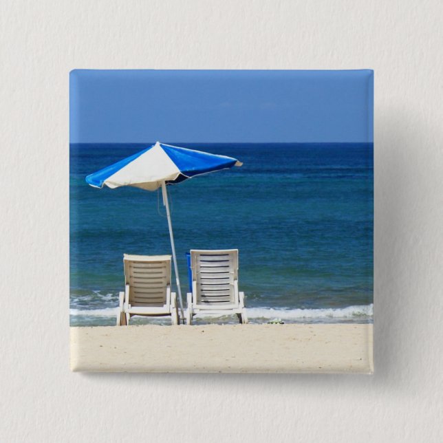 Beach chairs 15 cm square badge (Front)