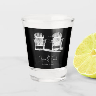 Beach Chairs Adirondack Black And White Wedding Shot Glass