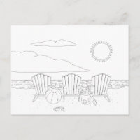 Beach Chairs Adult Colouring Postcard