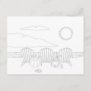 Beach Chairs Adult Colouring Postcard