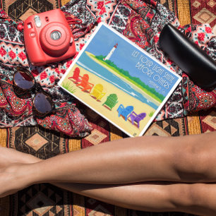 Beach Chairs and Lighthouse Inspirational Postcard