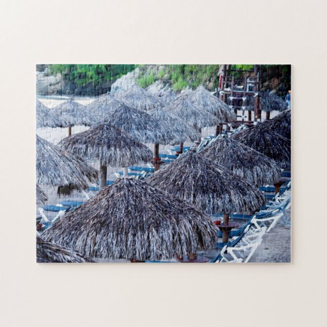 Beach Chairs And Shelters Jigsaw Puzzle (Horizontal)