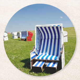 Beach chairs at the North Sea Round Paper Coaster