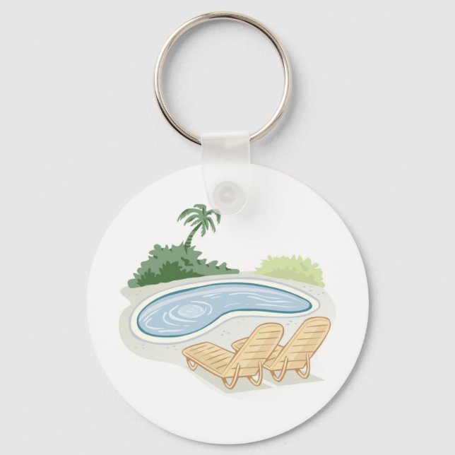 Beach Chairs by Pool Key Ring (Front)