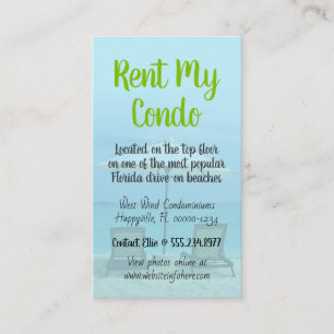 Beach Chairs Coastal Condo Home Rental Business Card