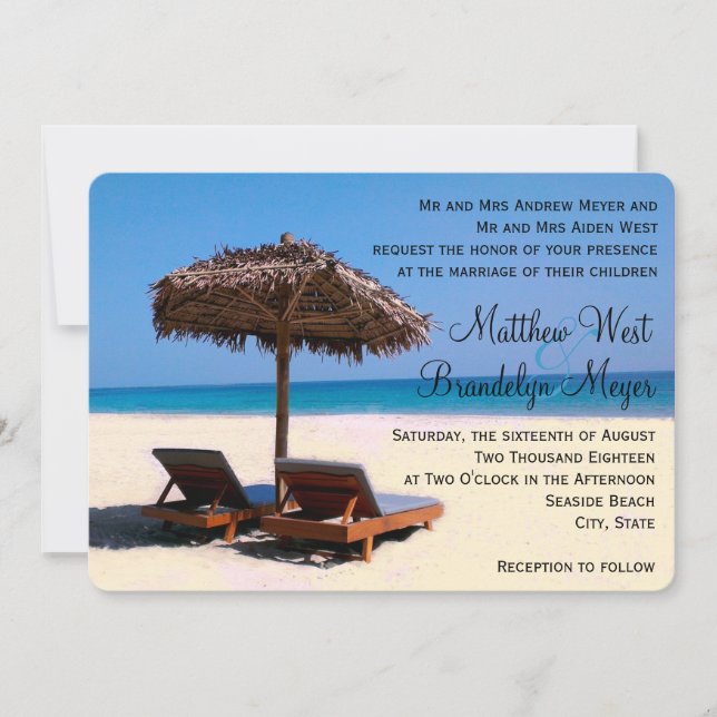 Beach Chairs Destination Wedding Invitation (Front)