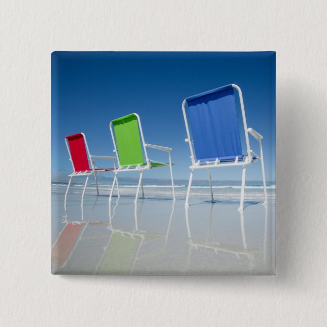 Beach Chairs In Australia 15 Cm Square Badge (Front)