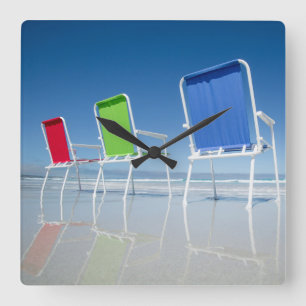 Beach Chairs In Australia Square Wall Clock