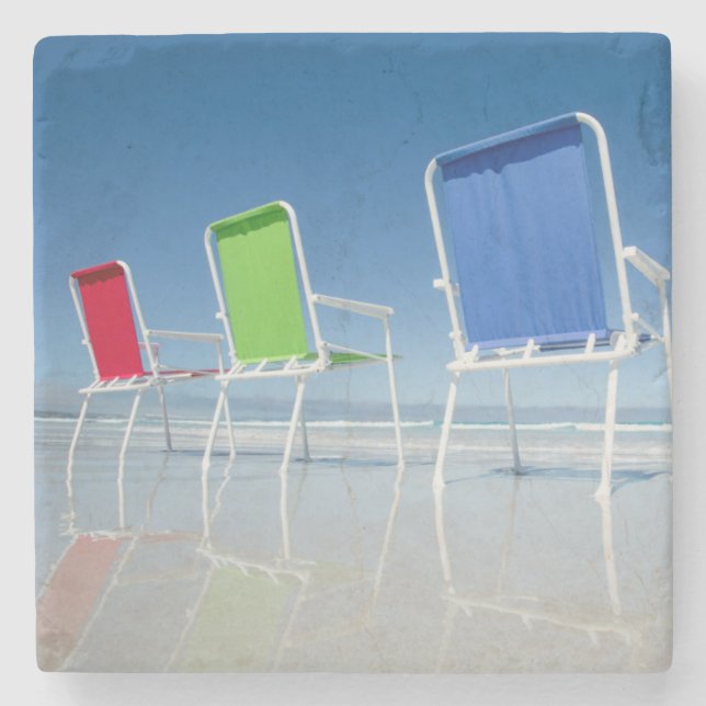 Beach Chairs In Australia Stone Coaster (Front)