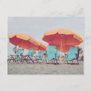 Beach Chairs in Blue and Orange Travel Photography Postcard