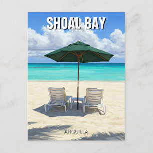 Beach chairs in Shoal Bay Anguilla Travel Postcard