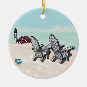 Beach Chairs lighthouse Ceramic Tree Decoration