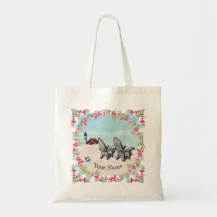 Beach Chairs lighthouse tote bag