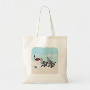 Beach Chairs lighthouse tote bag