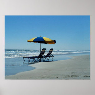 Beach Chairs on Daytona Beach Poster