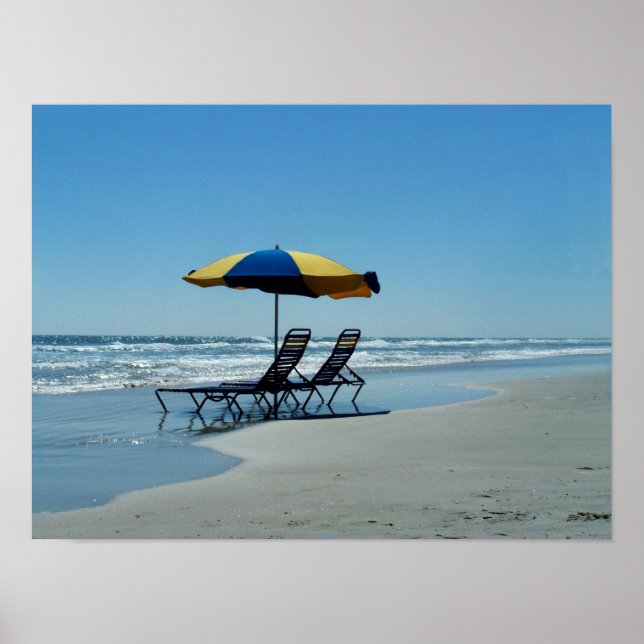 Beach Chairs on Daytona Beach Poster (Front)