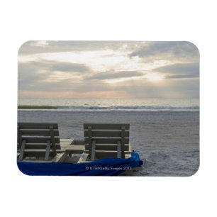 Beach chairs on St. Pete's beach at sunset. Magnet