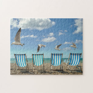 Beach chairs on the sand jigsaw puzzle