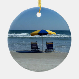 Beach Chairs on The Shoreline Ceramic Tree Decoration