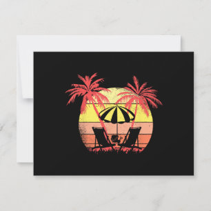 Beach Chairs Parasol Summer Sunset 80s Palm Tree