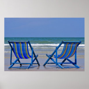 beach chairs poster