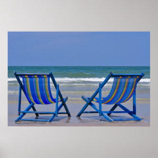 beach chairs poster