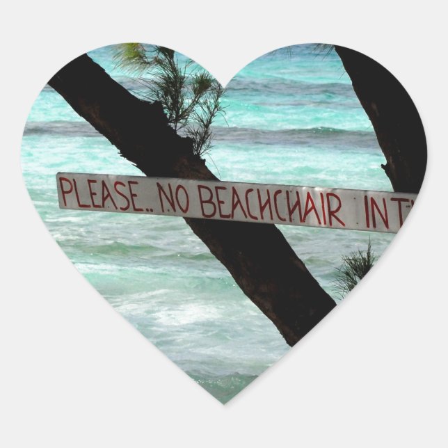 Beach Chairs Rum Point Grand Cayman Heart Sticker (Front)