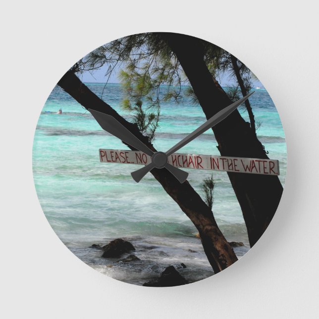 Beach Chairs Rum Point Grand Cayman Round Clock (Front)
