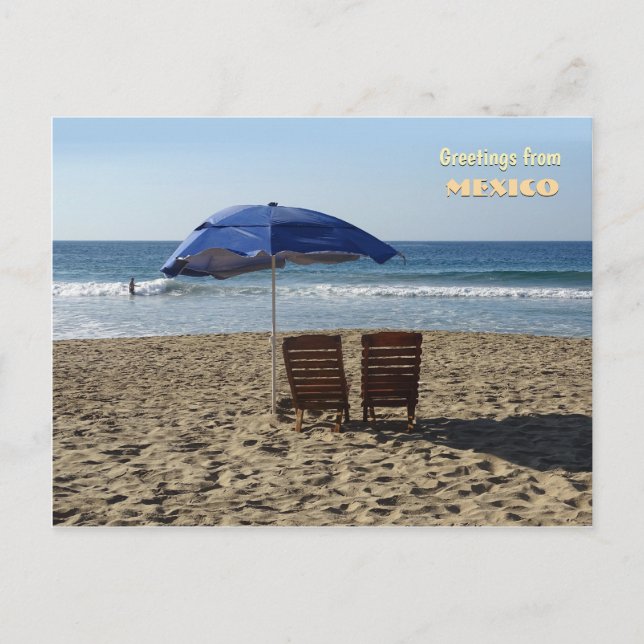 Beach Chairs & Umbrella (customisable) Postcard (Front)