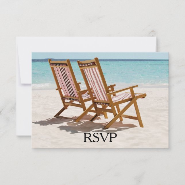 Beach Chairs Wedding RSVP Card (Front)