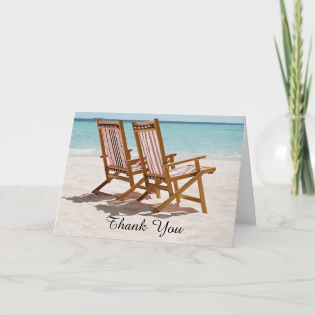 Beach Chairs Wedding Thank You Card (Front)