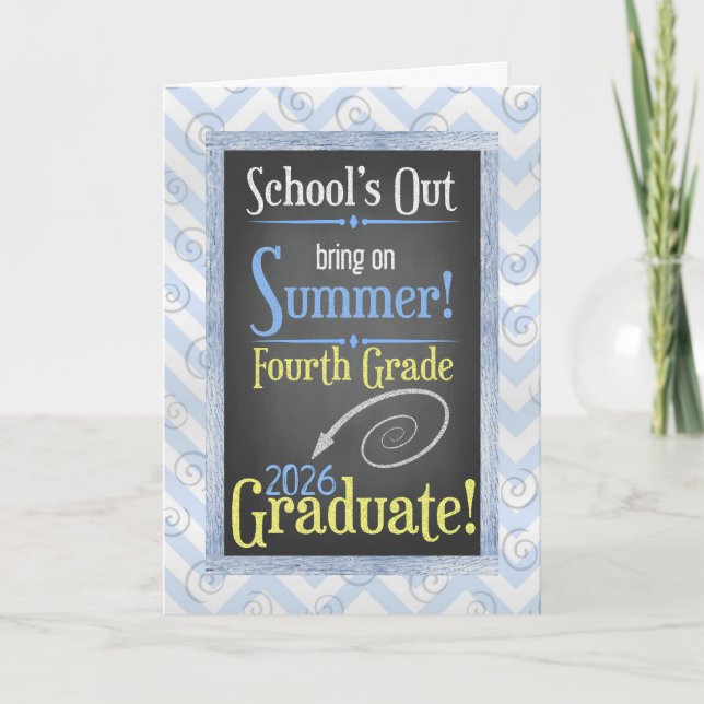 Beach Chalkboard 2025 Fourth Grade Graduation Card (Front)