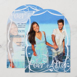 Beach Chalkboard Typography Photo Wedding Invite