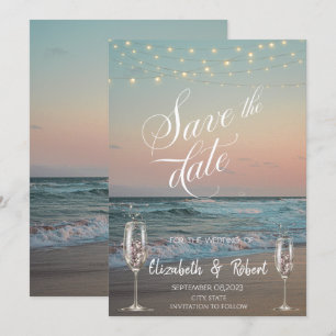 Beach Champagne Glass Save The Date