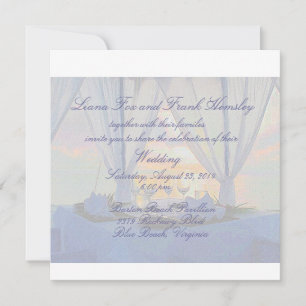 beach champagne wedding invitation