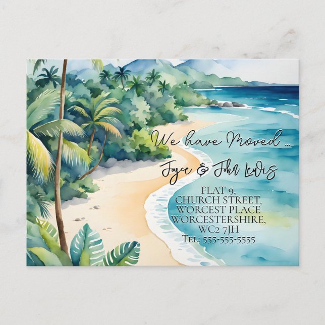 beach Change of address Coastal Home Sweet Home Announcement Postcard (Front)