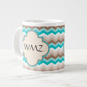 Beach Chevron Zigzag Monogram Large Coffee Mug