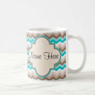 Beach Chevron Zigzag Name Coffee Mug
