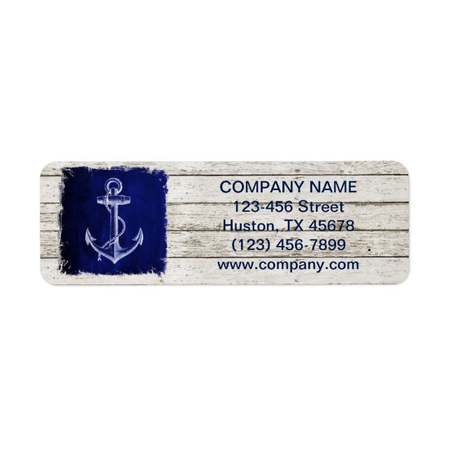 beach chic wood nautical navy blue anchor (Front)