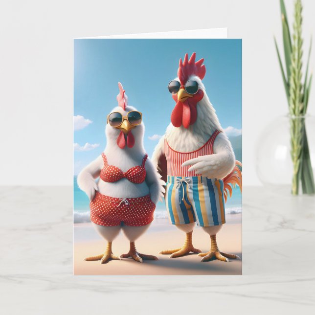 Beach Chicken For Birthday Card (Front)